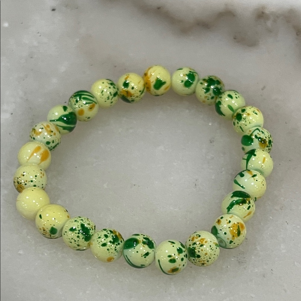 Vibrant Speckled Beaded Stretch Bracelet Handmade Acrylic Jewelry